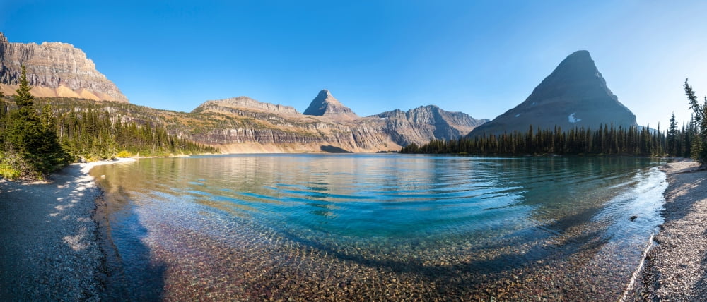 Hidden Lake in late afternoon Glacier National Park Montana USA Canvas Art - Panoramic Images (36 x 12)