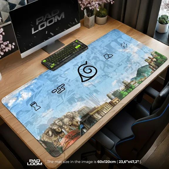 Hidden Leaf Village Mouse Pad, Konoha Anime Desk Mat, Ninja Village Artwork, Large Computer Desk Pad
