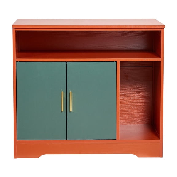 Hidden Litter Box Cabinet with Shelf,31" Modern Cat Washroom Enclosure,Wooden End Table Furniture for Indoor Cats,Fits Most Litter Boxes in Red&Green