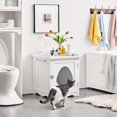 thumbnail image 1 of Hidden  Litter Box Enclosure Furniture Modern White Side Table with Towel Bar, 1 of 8