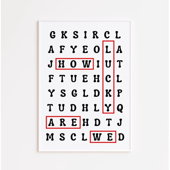 Hidden Message Word Search Poster: "How Lucky Are We" Typography Poster, Size 24x36 UNFFRAMED F03.1.7l1676