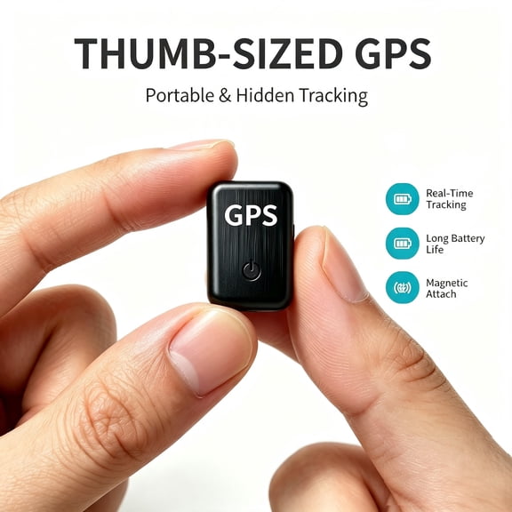 Hidden Mini GPS Tracker, Thumb Size Portable Real-Time Locator with Strong Magnet & Long Standby.