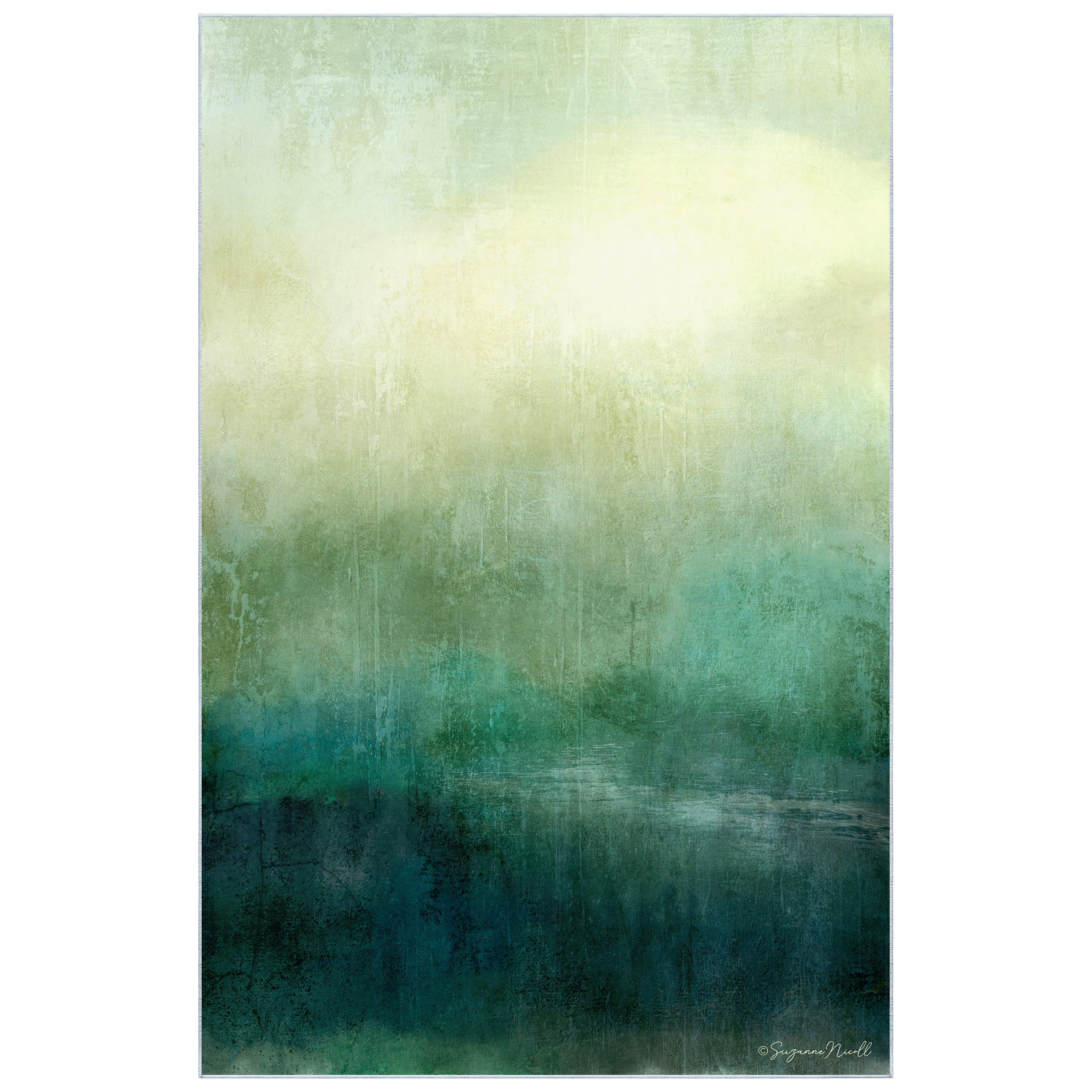 Hidden Path I Washable Green Art Area Rug size 5'x8'