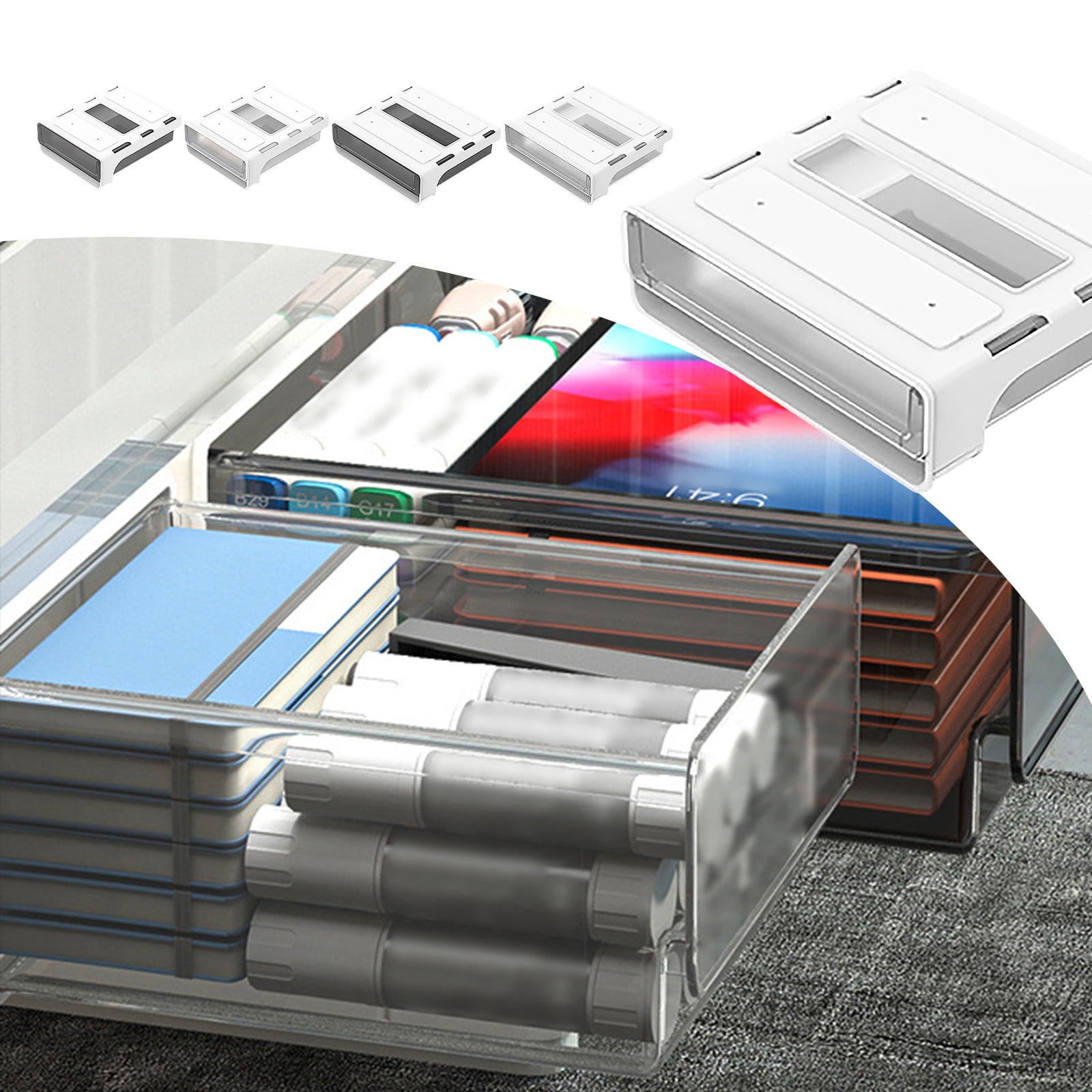 Hidden Plastic Storage Box Under Desk Drawer, Table Hidden Organizer