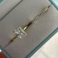 thumbnail image 1 of Hidden Radiant Cut Engagement Ring Set in 14K Yellow Gold Vermeil- Halo and Half Eternity Band For Women, 1 of 7
