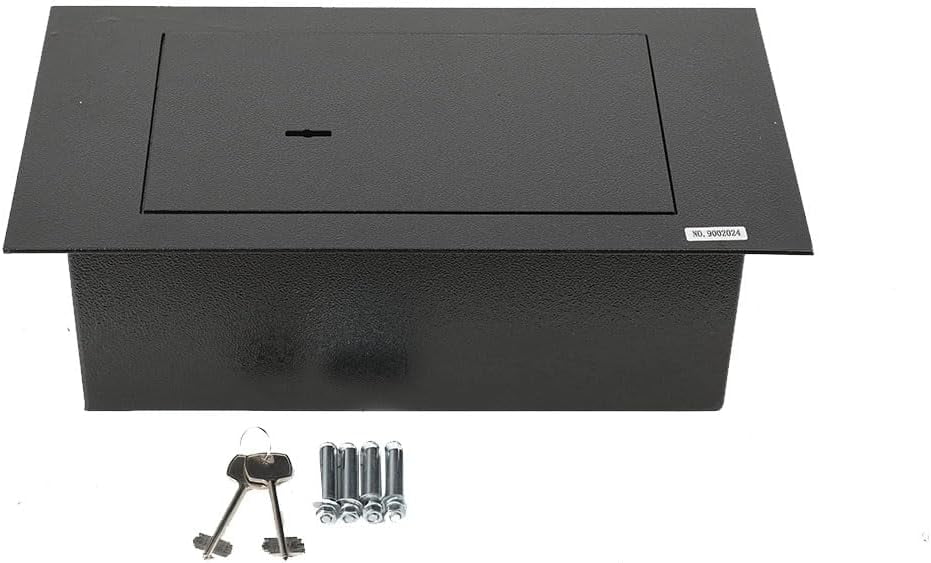 Hidden Security Floor Safe w/Key Lock, Floor Safe In-Ground Fireproof Safe Home Security Vault Underground Secure Storage Box Hidden Money Safe Box for Home, Business, Valuables, Jewelry, Cash