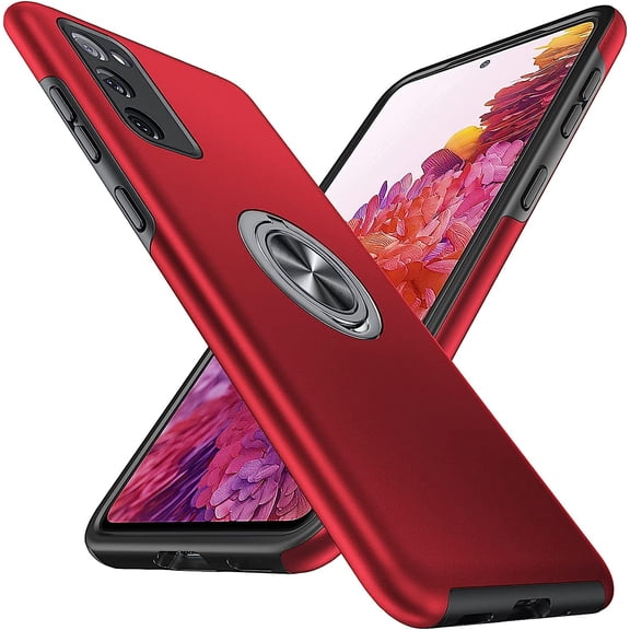 Hidden Series Galaxy S20 FE Case 5G,[Heat Dissipation] [No Fall-Off Kickstand] 360°Metal Ring, 15Ft Military Grade Shockproof Phone Case for Samsung Galaxy S20 FE 6.5 Inch, Red
