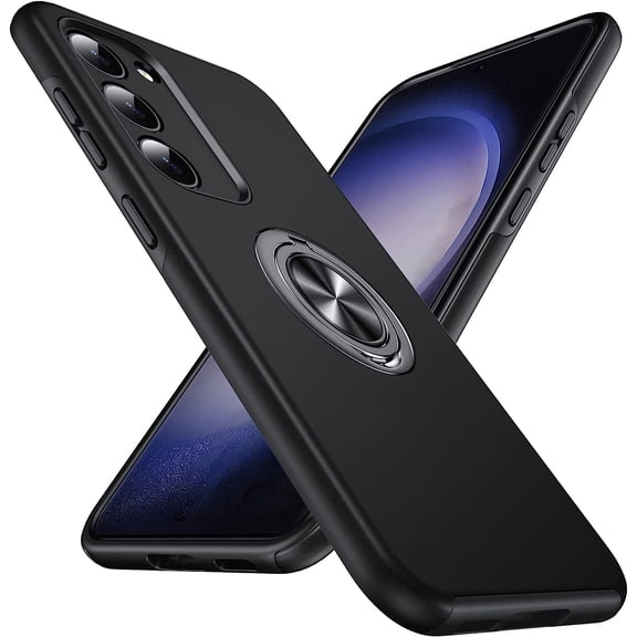 Hidden Series Galaxy S23 Case 5G,[Heat Dissipation][No Fall-Off Kickstand] 360°Metal Ring, 15Ft Military Grade Shockproof Protective Phone Case Designed for Samsung Galaxy S23 6.1", Black