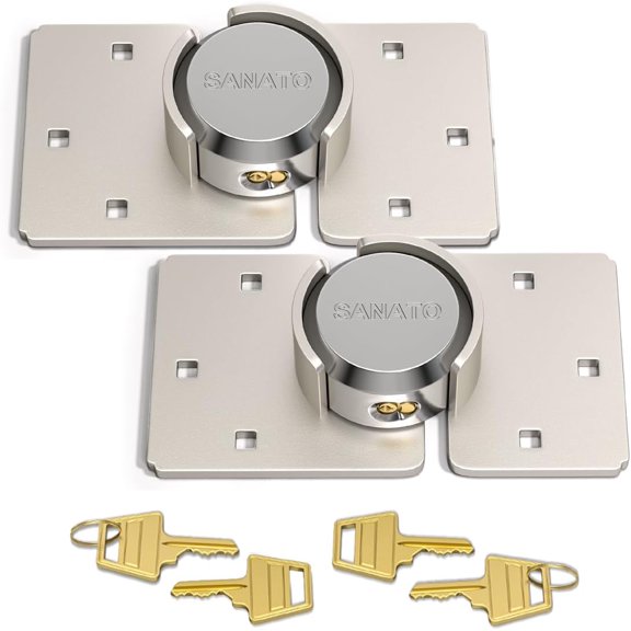 Hidden Shackle Padlocks Keyed Alike Padlocks, Solid Steel Trailer Door Locks for Cargo, Safety Van Lock (2 Packs with 4 Keys with Hasp)