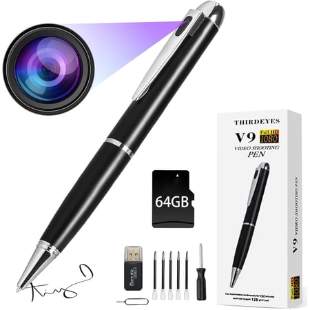 Hidden Spy Camera Pen – 64GB 1080P Body Cam with Loop Recording, Rechargeable Mini Nanny Camera for Home & Office, One-Button Video and Photo Capture