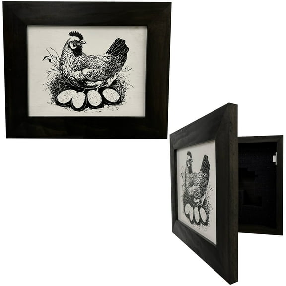 Hidden Storage Cabinet Farmhouse Chicken & Eggs Decoration by Bellewood Designs