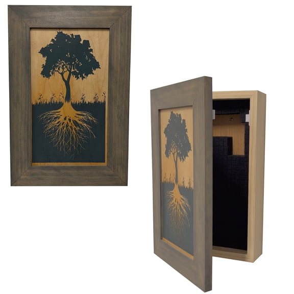 Hidden Storage Cabinet Tree Roots Silhouette, Tree of Life Concealment Shelf (Black) by Bellewood Designs