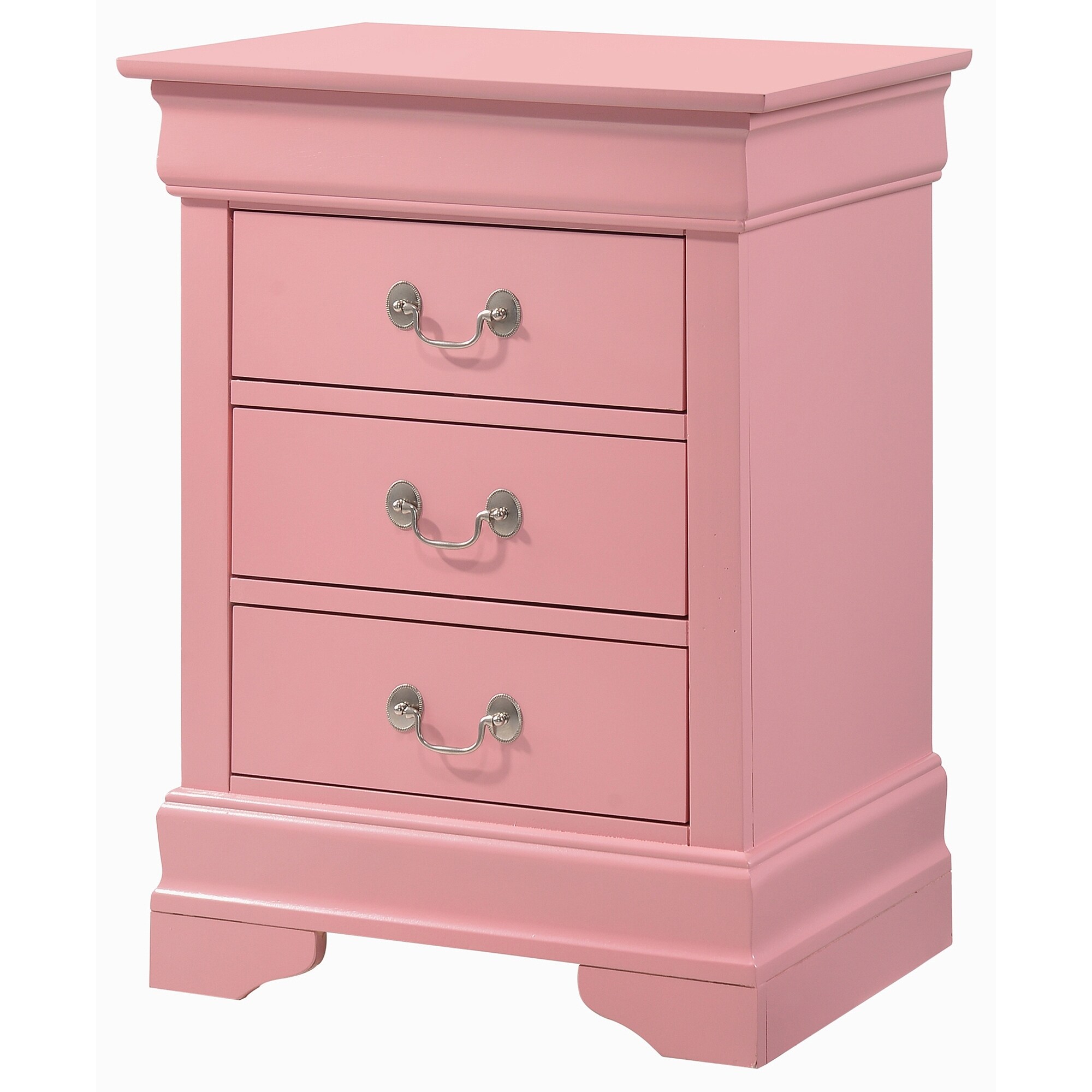 Hidden Storage Nightstand with 3drawer Pink