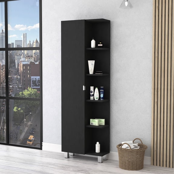 Hidden Storage for Tidiness - Bathroom Cabinet with Five Shelves
