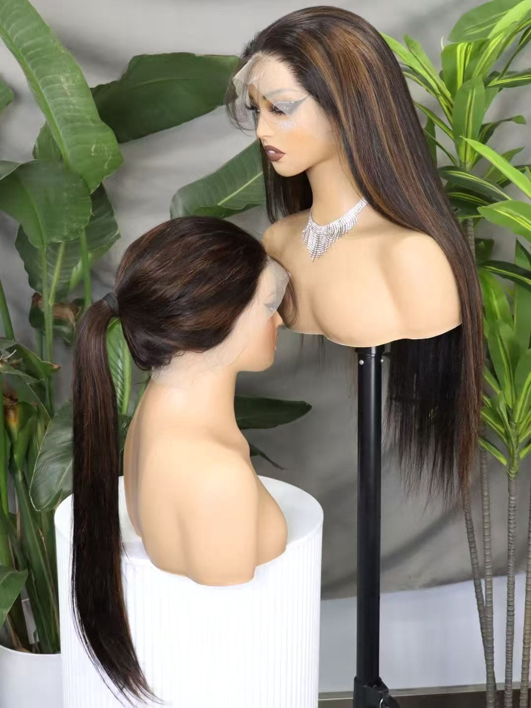 Hidden Strap Straight 360 Full Lace Front Wig Human Hair Glueless Wigs 26inch Pre Plucked 250% Density OP1B/4# HIGHLIGHT Color Wig With Drawstring HD Full Lace Human Hair Wigs