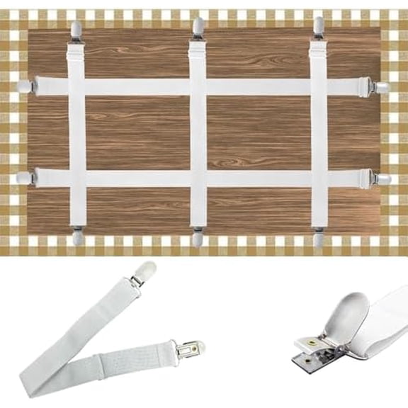 Hidden Strap Tablecloth Clips - Perfect for Picnic Tables and Thick Tables Indoor and Outdoor, Keep Your Tablecloth Secure with Our Invisible Table Cloth Clips!