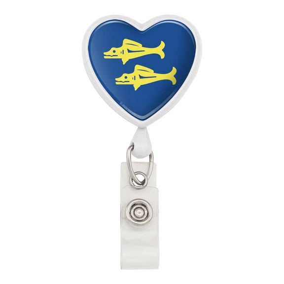 Hidden Temple Blue Barracudas Heart Lanyard Retractable Reel Badge ID Card Holder