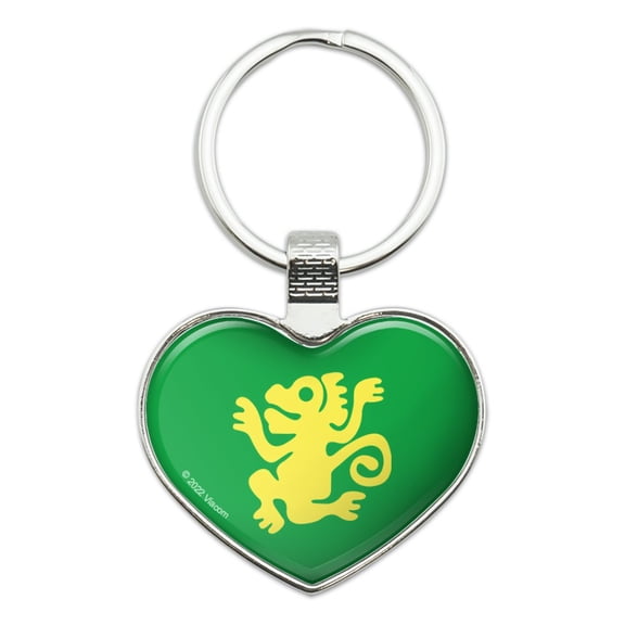 Hidden Temple Green Monkeys Keychain Heart Love Metal Key Chain Ring