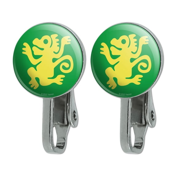 Hidden Temple Green Monkeys Novelty Clip-On Stud Earrings