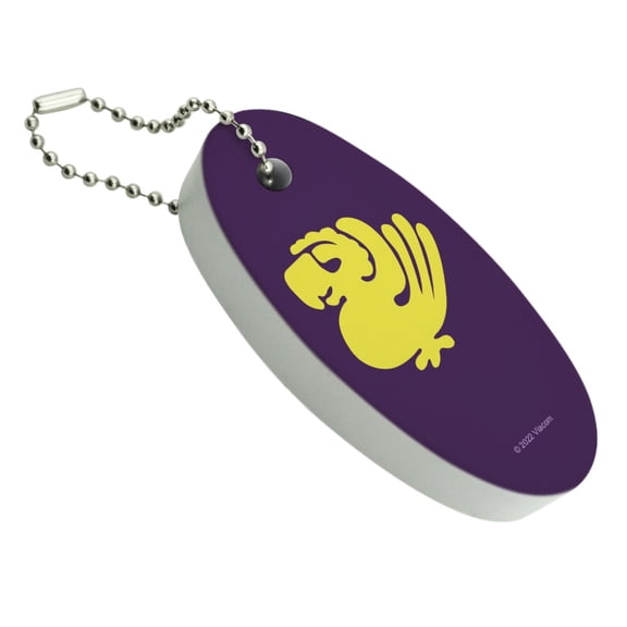 Hidden Temple Purple Parrots Floating Keychain Oval Foam Fishing Boat Buoy Key Float