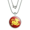 thumbnail image 1 of Hidden Temple Red Jaguars 1" Pendant with Sterling Silver Plated Chain, 1 of 1