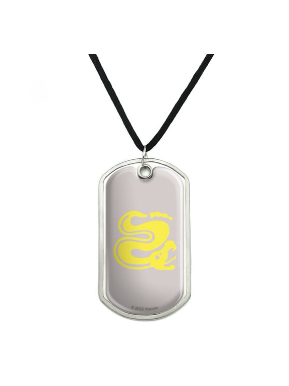 Hidden Temple Silver Snakes Military Dog Tag Pendant Necklace with Cord