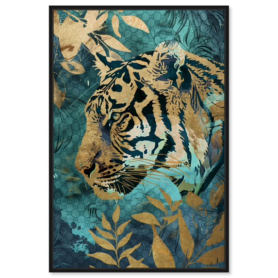 Hidden Tiger Canvas Miami Inspired Art Prints by Art Remedy, Black Frame, 36" x 54"