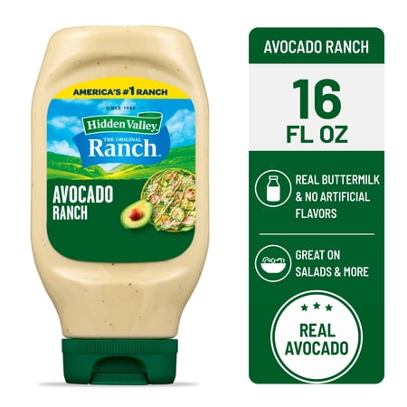 Hidden Valley Avocado Ranch Salad Dressing & Condiment, 16 fl oz Squeeze Bottle