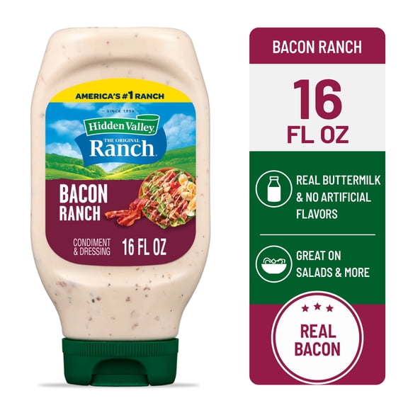 Hidden Valley Bacon Ranch Dip Sauce Condiment & Dressing, 16 fl oz Squeeze Bottle