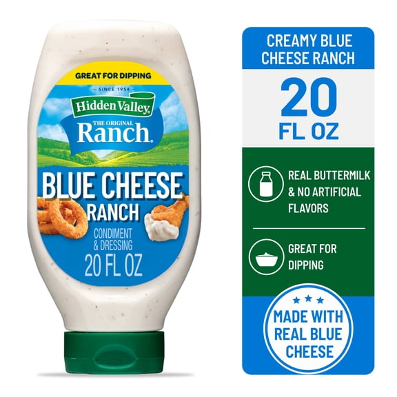 Hidden Valley Blue Cheese Ranch Dip Sauce Condiment & Dressing, 20 fl oz Squeeze Bottle