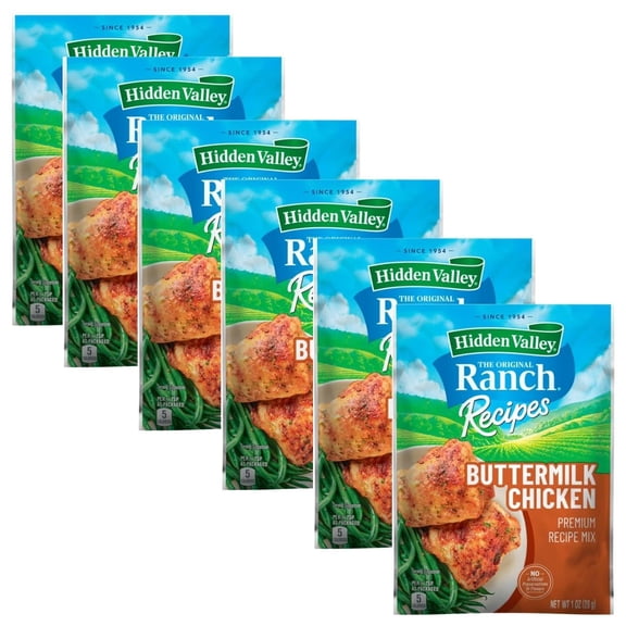 Hidden Valley Buttermilk Chicken Seasoning Mix, 1 oz Packets (6 Pack) Ranch-Style Chicken Marinade & Seasoning Blend