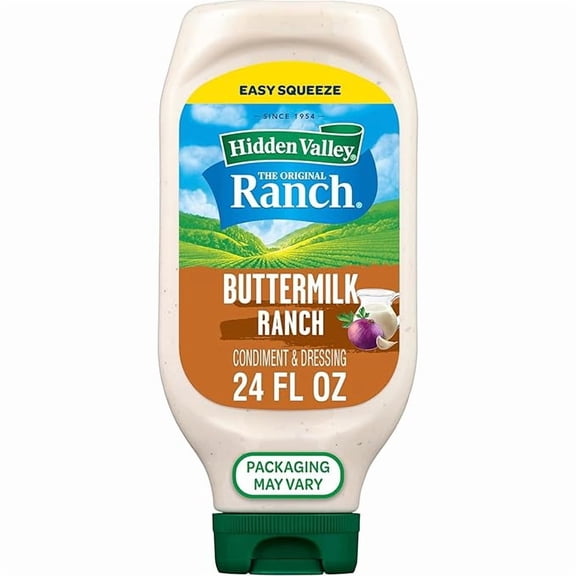 Hidden Valley Buttermilk Ranch Condiment and Dressing, Easy Squeeze Bottle, 24 Fl Oz (Package May Vary)