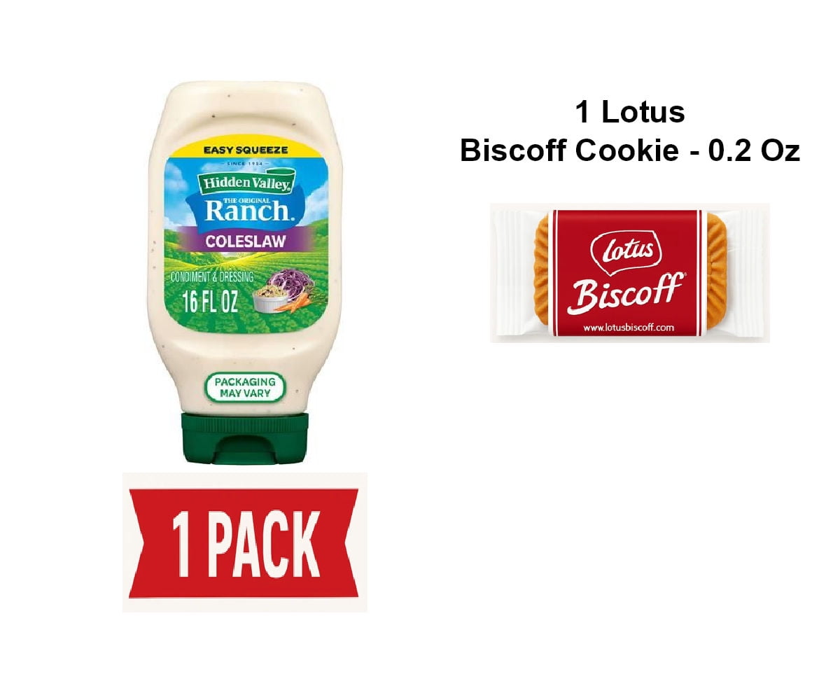 Hidden Valley Coleslaw Ranch Condiment And Dressing, Easy Squeeze Bottle, 16 Fl Oz (Package May Vary) - Pack Of 1 & Lotus Biscoff Cookie - 0.2 Oz - 1 ct