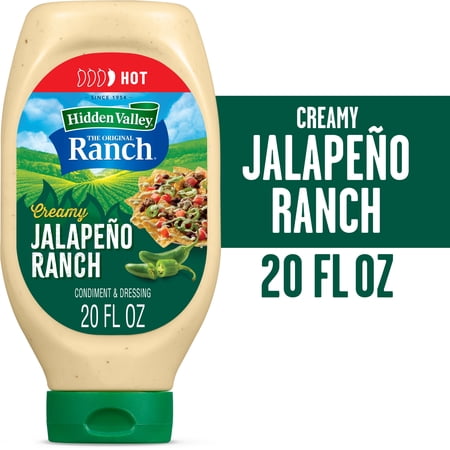 Hidden Valley Creamy Jalapeno Ranch Dip Sauce Condiment & Dressing, 20 fl oz Squeeze Bottle