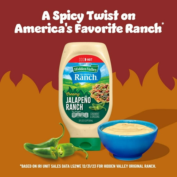 Hidden Valley Creamy Jalapeo Ranch Condiment and Dressing, Bottle - 20 fl oz - Pack of 2