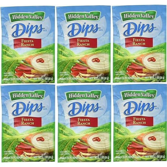 Hidden Valley Dips Mix, Fiesta Ranch, 1.1 Ounce (Pack of 6)