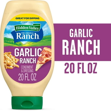Hidden Valley Garlic Ranch Condiment and Dressing, 20 Fluid Ounce Bottle