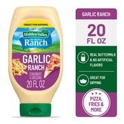 Hidden Valley Garlic Ranch Dip Sauce Condiment & Dressing, 20 fl oz Squeeze Bottle