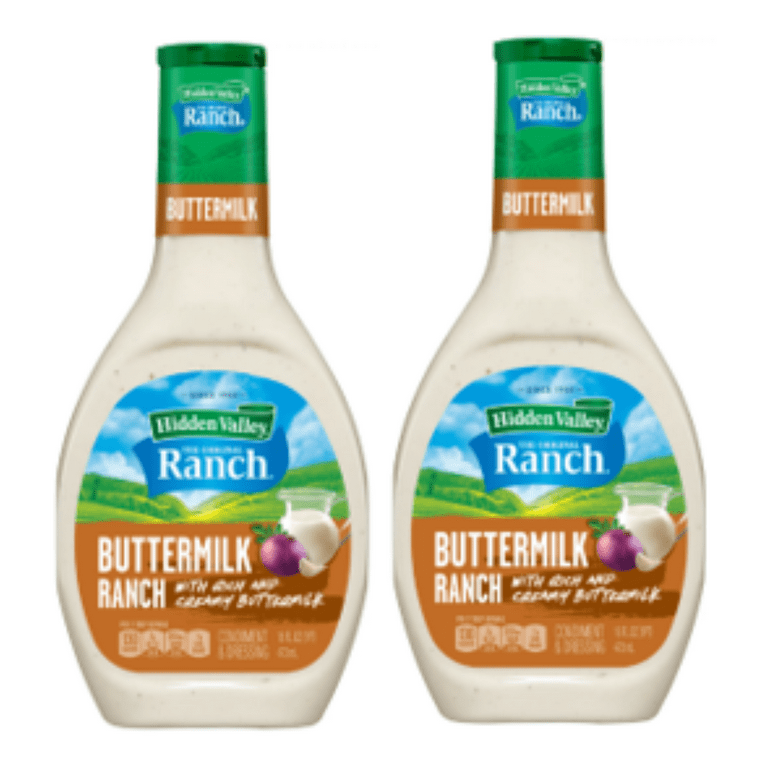 Hidden Valley Gluten Free Buttermilk Ranch Salad Dressing and Topping, 16  fl oz -Pack of 2, Includes V2U Utensil Set