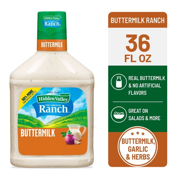 Hidden Valley Buttermilk Ranch Salad Dressing & Condiment, 36 fl oz Squeeze Bottle