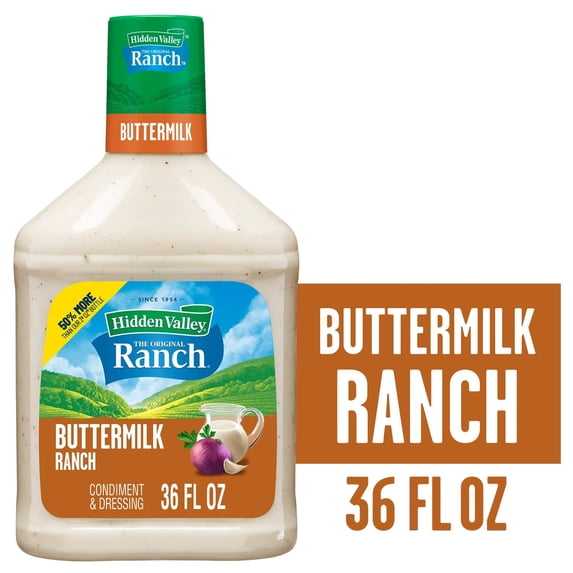 Hidden Valley Keto-Friendly Buttermilk Ranch Salad Dressing and Topping, 36 fl oz Bottle