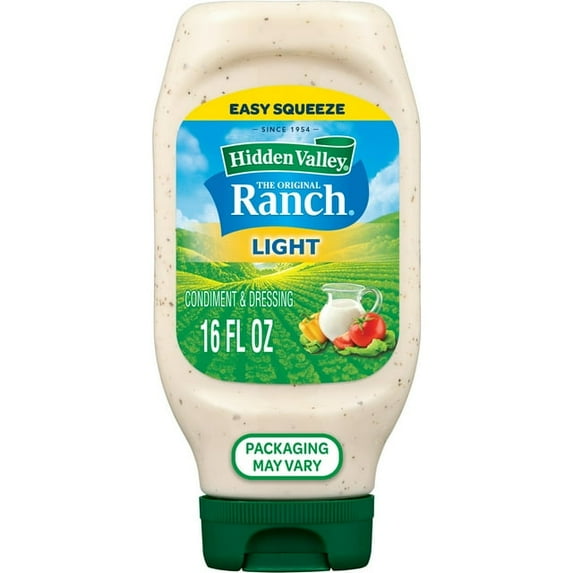 Hidden Valley Light Ranch Condiment and Dressing, Easy Squeeze Bottle - 16 oz- Pack of 2