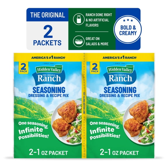 (2 Pack) Hidden Valley Original Ranch Seasoning & Salad Dressing Mix, 1 oz Packet