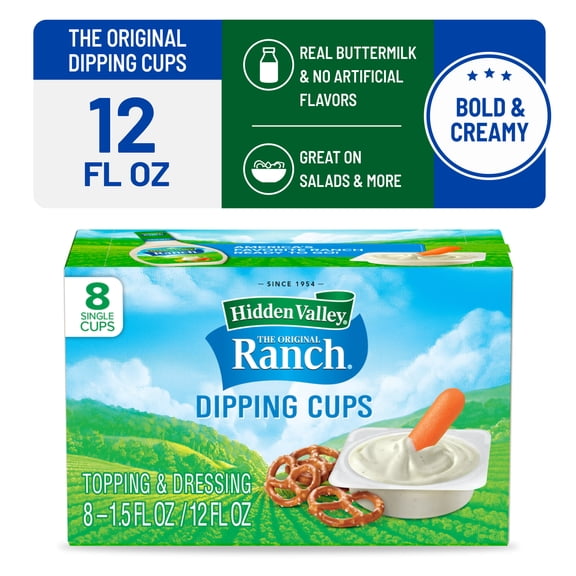 Hidden Valley Gluten Free Original Ranch Salad Dressing To Go Cups, 1.5 fl oz, 8 Pack
