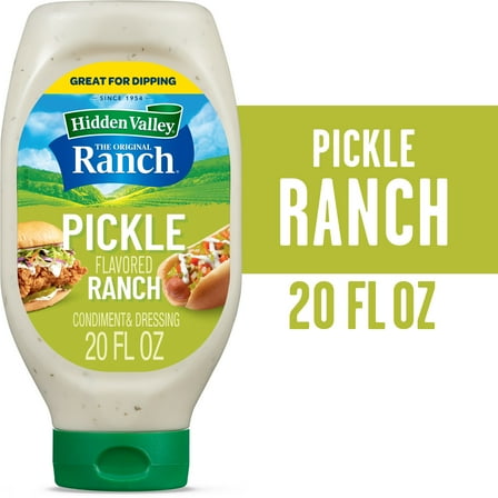 Hidden Valley Gluten Free Pickle Ranch Dipping Sauce Topping and Dressing, 20 fl oz Bottle