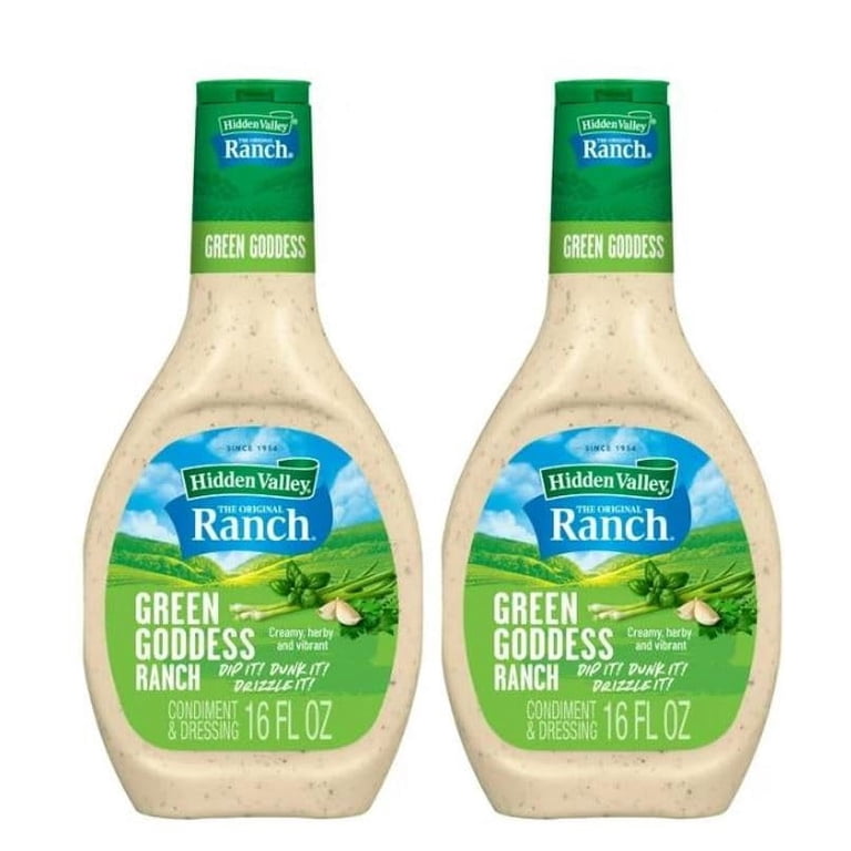 Hidden Valley Green Goddess Dressing, 16 fl oz, Ranch Flavor, Pack of 2