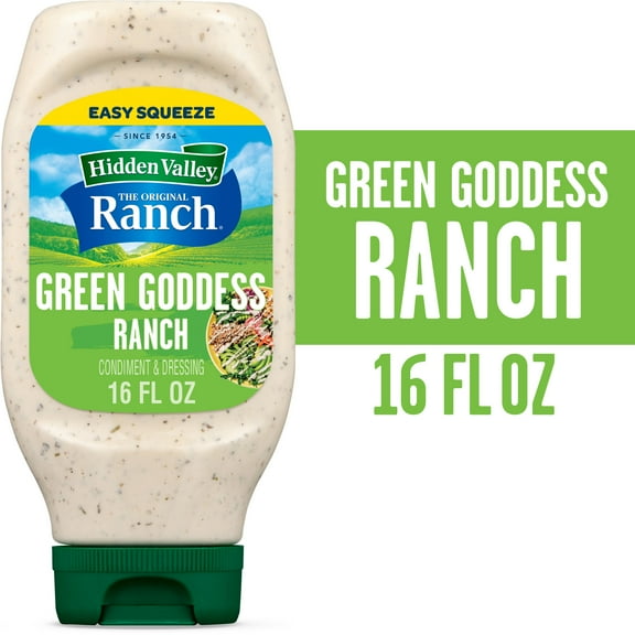 Hidden Valley Green Goddess Ranch Topping and Dressing, 16 fl oz Easy Squeeze Bottle