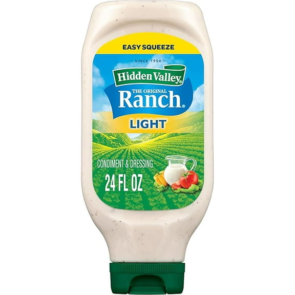 Hidden Valley Light Ranch Condiment and Dressing, Easy Squeeze Bottle, 24 Fl Oz (Package May Vary)