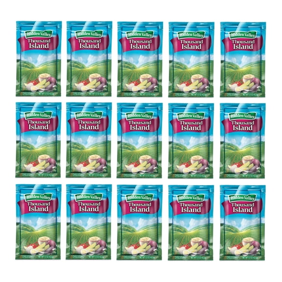Hidden Valley Original Portion Control Salad Dressing Packets 1.5 oz. | Kosher | (Pack of 15, Thousand Island)