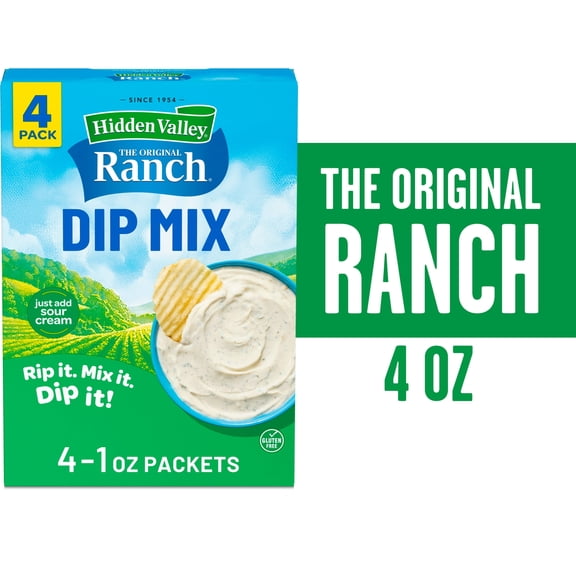 Hidden Valley Original Ranch Dips Mix, Gluten Free, Keto-Friendly, 1 oz, 4 Packets